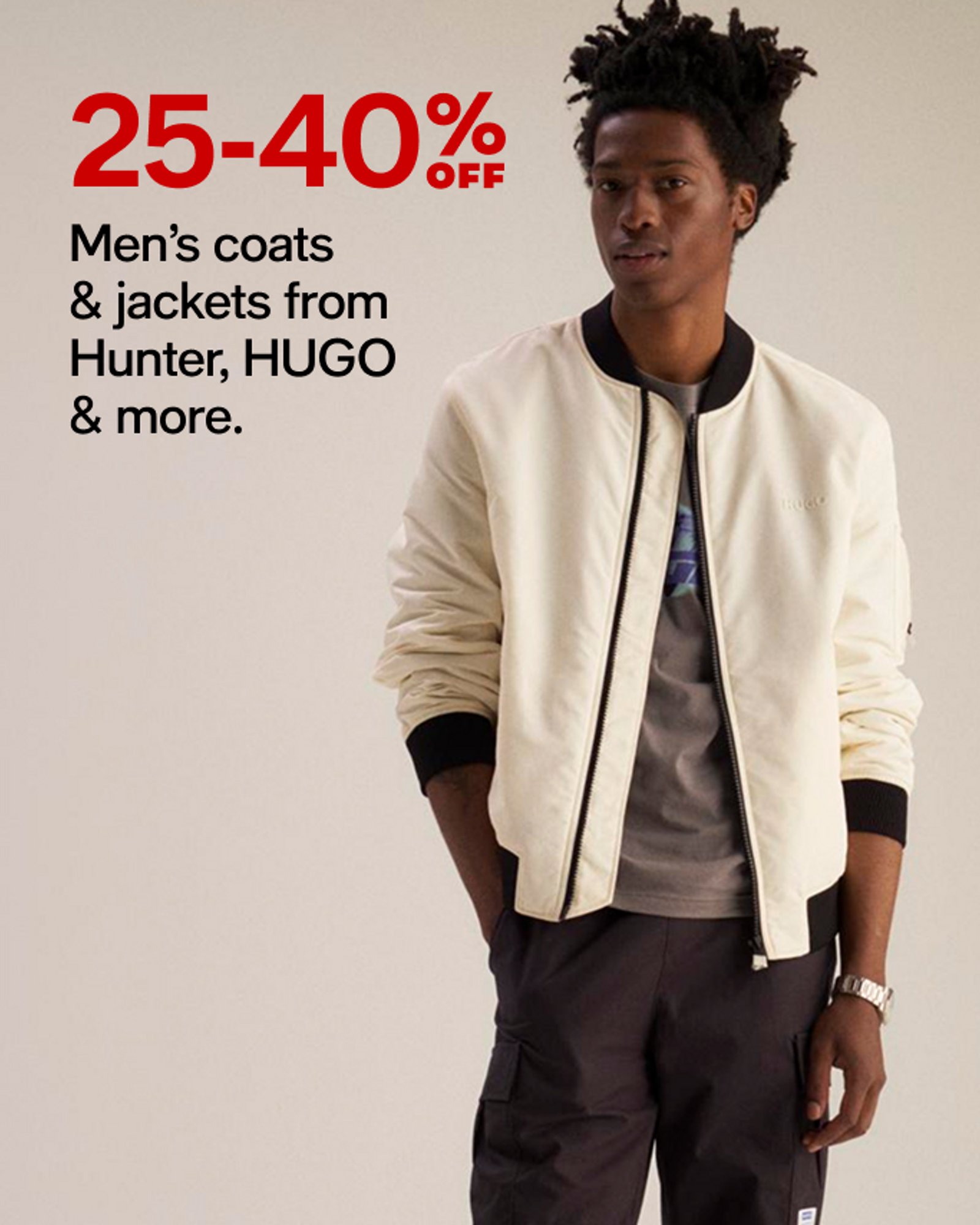 25-40% off Mens coats jackets