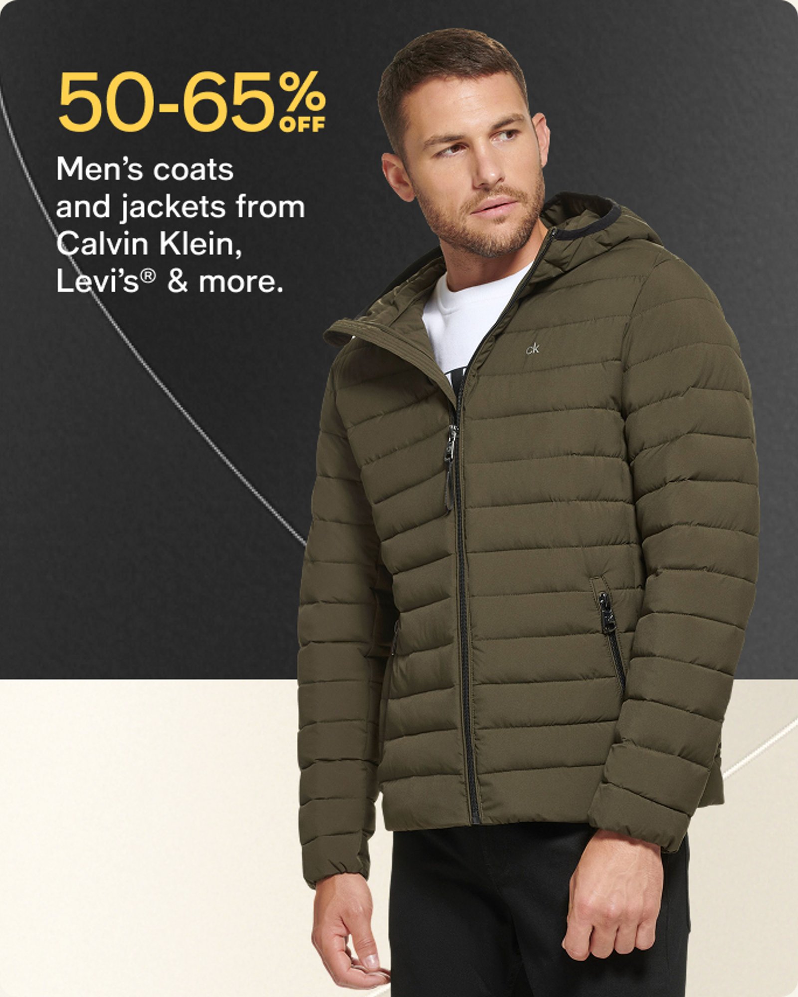 50-65% off Mens coats and jackets
