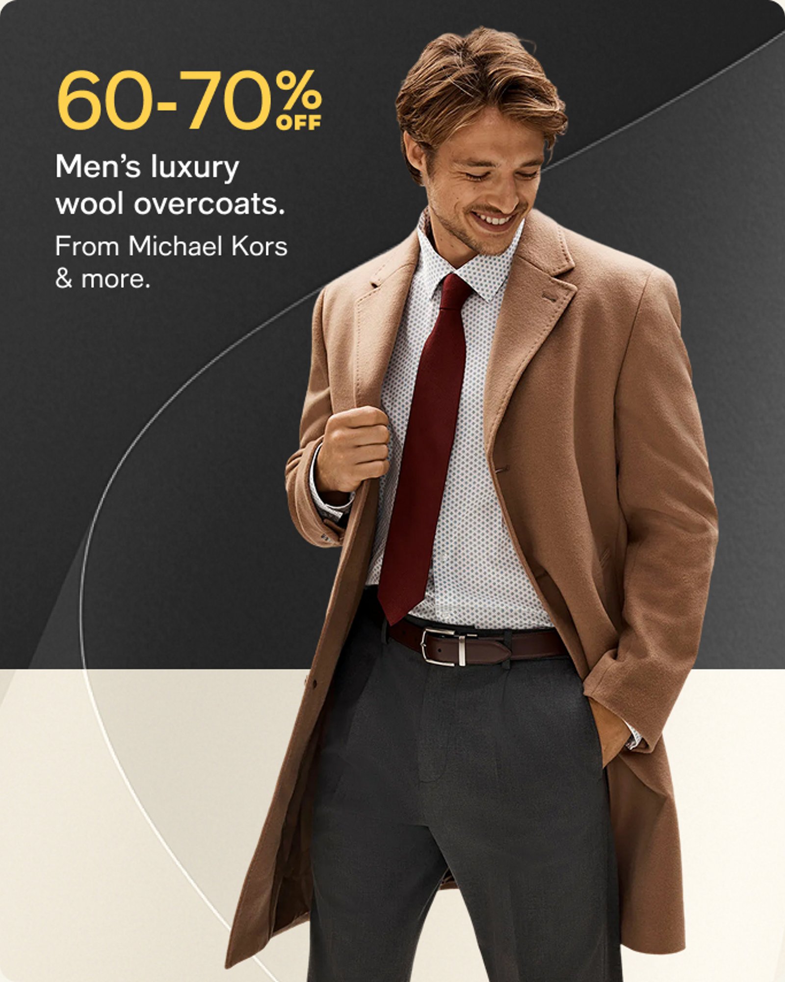 60-70% off Men's luxury wool overcoats