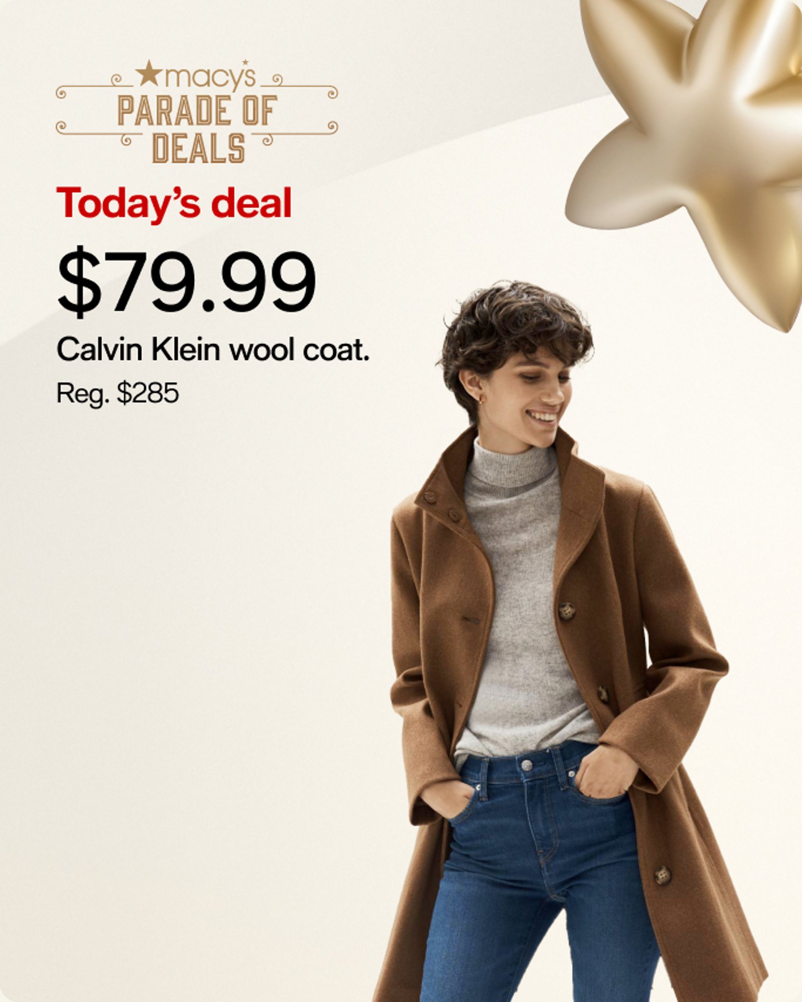$79.99 CK Wool Blend Overcoat ( POD)