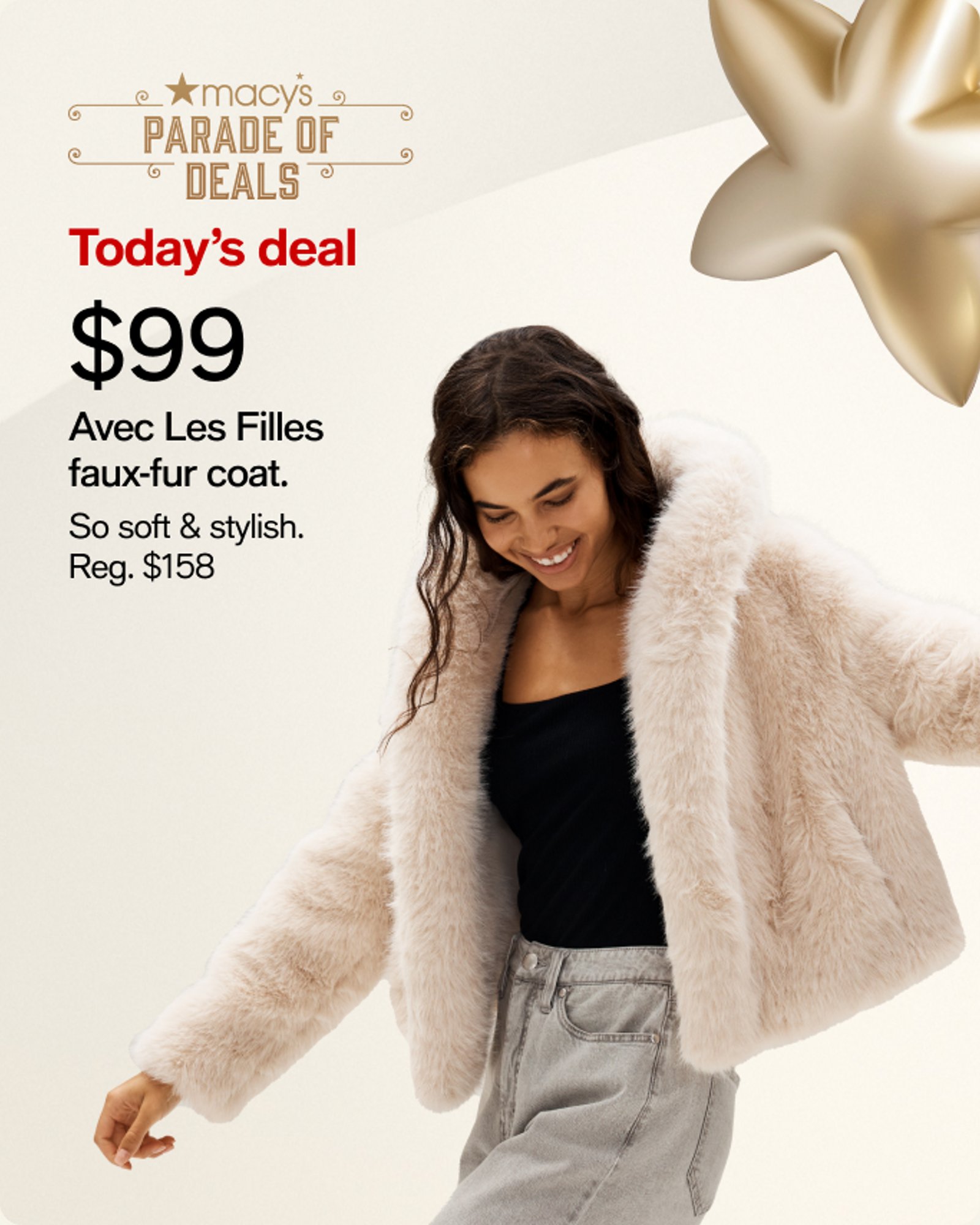 $99 Avec Les Filles Faux Fur  Coat ( POD)